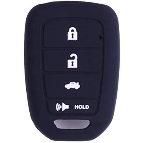 XUHANG Sillicone key fob Skin key Cover Remote Case Protector Shell for Honda Accord sports LX Civic HR-V CR-V 4 button black