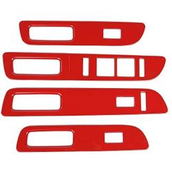 Car Window Lift Switch Panel Decoration Frame Cover Trim for 2009-2014 Ford F150 (Red)
