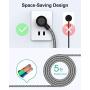 2 Pack Surge Protector Power Strip with 6 Outlets 2 USB Ports, 5-Foot Long Heavy-Duty Braided Extension Cords, Flat Plug, 900 Joules, 15A Circuit Breaker, Wall Mount for Home Office
