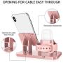BENTOBEN 3 in 1 Charging Stand for Apple Watch Series 5/4/3/2, Airpods 2/1, Compatible with iPhone 12 Pro 2020 11 SE XS MAX XR XS 8 7 6 6 Plus 5s, iPad Tablet Stand (Original Cable Required),Rose Gold