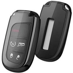 ELOHEI Key Fob Cover Case for 2017 2018 2016 Jeep Grand Cherokee Wrangler Compass Cherokee Renegade Patriot Grand Comander 3 4 5 Buttons Protector (Black)