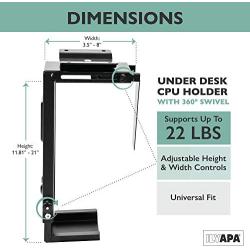 Under Desk Computer Mount with 360 Degree Swivel - CPU Holder for PC Desktop Tower