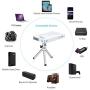 PTVDISPLAY Pocket Portable Mini Projector, 1080P Pico Bluetooth Video WiFi DLP Projector Full HD Support Android HDMI USB TF Card Wireless Home Projector
