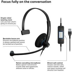 Sennheiser SC 30 USB CTRL (505548) - Single-Sided Business Headset | For Unified Communications | with HD Sound, Noise-Cancelling Microphone, & USB Connector (Black)