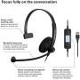 Sennheiser SC 30 USB CTRL (505548) - Single-Sided Business Headset | For Unified Communications | with HD Sound, Noise-Cancelling Microphone, & USB Connector (Black)