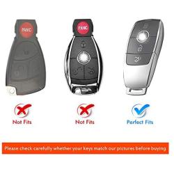 ELOHEI for Mercedes Benz Key Fob Cover, Premium Soft TPU Stripes 360 Degree Full Protection Key Case Cover for Mercedes Benz E Class, 2018 up S Class, 2017 2018 W213 Keyless Smart Key Fob (Blue)