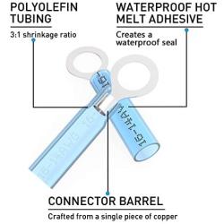 150PCS Heat Shrink Ring Connectors 3/8'' Blue 16-14 AWG - Sopoby Crimp Electrical Ring Connectors - Heat Shrink Connector Kit - Automotive, Marine, Audio, Industrial