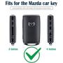 Lcyam Remote Key Fob Covers Durable Silicone Case Fits for 4 Button Keys on Side 2019 2020 Mazda 3 CX-30 CX-5 CX-9 Mazda 6 (Black Blue)