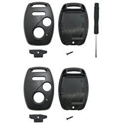 Replacement Key Fob Shell Fit for Honda Accord Crosstour Civic Odyssey CR-V CR-Z Fit 3 Buttons Keyless Entry Remote Case Car Key Housing (Black 2 Pack)
