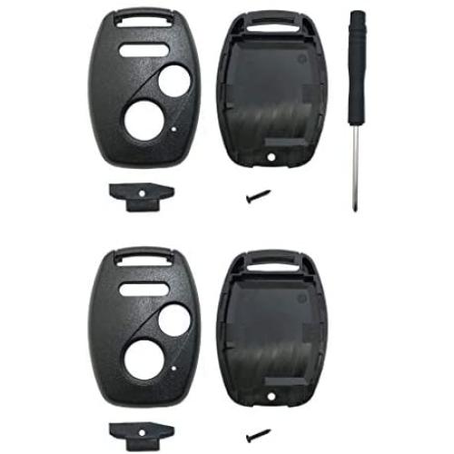 Replacement Key Fob Shell Fit for Honda Accord Crosstour Civic Odyssey CR-V CR-Z Fit 3 Buttons Keyless Entry Remote Case Car Key Housing (Black 2 Pack)