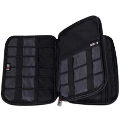 BUBM Double Layer Electronic Accessories Organizer, Travel Gadget Bag for Cables, USB Flash Drive, Plug and More, Perfect Size Fits for iPad Mini (Medium, Black)