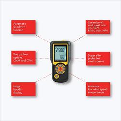 Koselig Instruments Hot Wire Anenometer | Handheld HVAC Meter | Measure Wind Speed to 0.01 m/s