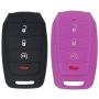WEIBISS 2 Pack 4 Buttons Rubber Silicone Smart Key Cover Case Shell Fob Holder Bag Keyless Protector Fit for Dodge Ram 1500 2019 2020 OHT-4882056 68401332AA, Black Purple