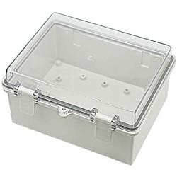 Zulkit Junction Box ABS Plastic Dustproof Waterproof IP65 Electrical Boxes Hinged Shell Outdoor Universal Project Enclosure Grey Clear Transparent Cover With Lock 8.7 x 6.7 x 4.3 inch (220x170x110 mm)