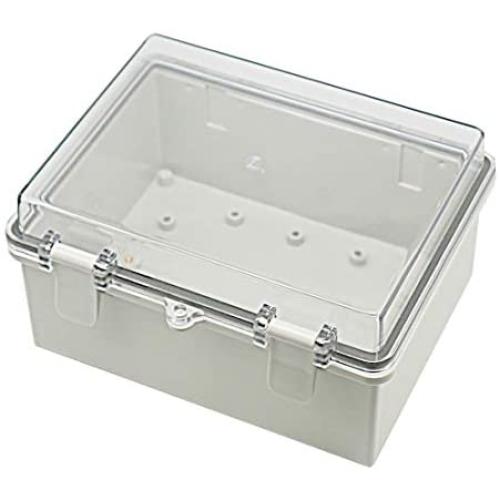 Zulkit Junction Box ABS Plastic Dustproof Waterproof IP65 Electrical Boxes Hinged Shell Outdoor Universal Project Enclosure Grey Clear Transparent Cover With Lock 8.7 x 6.7 x 4.3 inch (220x170x110 mm)