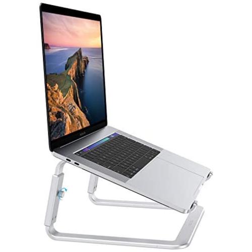 OMOTON Adjustable Laptop Stand for Desk, [Upgrade Version] 3-Level Height Laptop Holder Riser, Detachable Sturdy Aluminum Notebook Stand, for MacBook Pro and All 11-16 inches Laptops, Silver