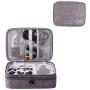 Uzsoeey Electronics Accessories Travel Organizer Bag - Waterproof Portable Double Layer Cable Storage Bag for Charger, Phone, Mini Tablet, SD Card, Gray