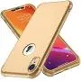 ORETECH Designed for iPhone XR Case, with[2 x Tempered Glass Screen Protector] 360 Full Body Shockproof Anti Scratch Protection Cover Hard PC Soft Rubber Silicone Case for iPhone XR 6.1 2018 Gold