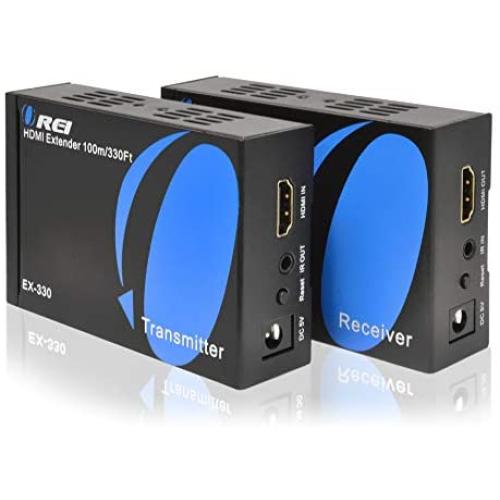 HDMI Extender Balun by Orei Upto 330 Feet 1080p Signal Over Single CAT5e/CAT6 Ethernet Cable, Deep Color, One to Many, IR Control (EX-330(Upgraded))