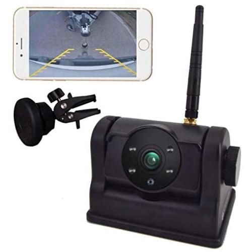 WiFi Magnetic Trailer Hitch Camera - Rechargeable Battery 6800mAh Powered Wireless Backup Rear View Portable for Easy Hooking Horse Gooseneck/Rv/5th Wheels/Boats for iPhone/iPad Only Phone Idpoo