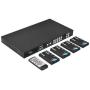 Professional 4K 4x4 HDMI Extender Matrix by OREI - HDBaseT UltraHD 4K @ 60Hz 4:2:0 Over Single CAT5e/6/7 Cable with HDR Switcher & IR Control, RS-232 - Up to 230 Ft - Loop Out - 4 Receivers Included
