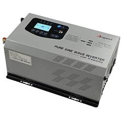 AMPINVT 2000W Peak 6000W Pure Sine Wave Power Inverter DC 12V to 110V AC Output Converter with Battery AC Charger LCD Display,Off Grid Low Frequency Solar Inverter for Car, Battery Priority Selector