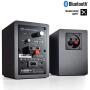 Audioengine A1 Home Music System | Powered aptX Bluetooth Stereo Speakers for Bookshelf | Wired or Wireless Connection, AUX Input for Computer, Turntable, TV, Subwoofer Connection (Pair, Grey)