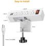 Desk Clamp Power Strip, Desktop Clamp Mount Power Outlet with 2 USB Ports, 4 AC Outlets, Mountable Desk Outlet Removable Power Plugs with 6.56ft Power Cord (4AC2USB-White)