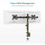 WALI Dual LCD Monitor Fully Adjustable Desk Mount Stand Fits 2 Screens up to 27 inch, 22 lbs. Weight Capacity per Arm (M002), Black WALI Dual LCD Monitor Fully Adjustable Desk Mount Stand Fits 2 Screens up to 27 inch, 22 lbs. Weight Capacity per Arm (M002), Black