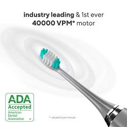 AquaSonic Vibe Series Ultra Whitening Toothbrush – ADA Accepted Electric Toothbrush - 8 Brush Heads & Travel Case - Ultra Sonic Motor & Wireless Charging - 4 Modes w Smart Timer – Charcoal Metallic