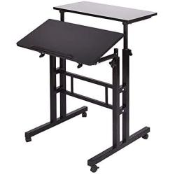 sogesfurniture Height Adjustable Stand up Desk Computer Stand Desk Home Office Desk with Standing and Seating,Black BHUS-101-BK