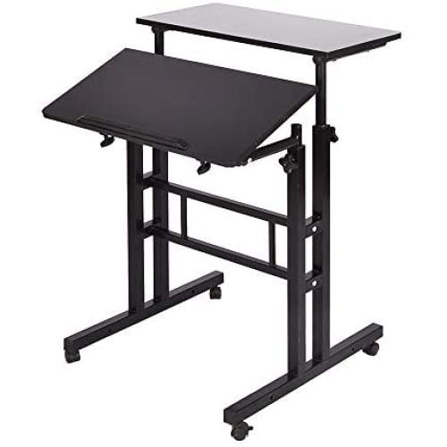 sogesfurniture Height Adjustable Stand up Desk Computer Stand Desk Home Office Desk with Standing and Seating,Black BHUS-101-BK