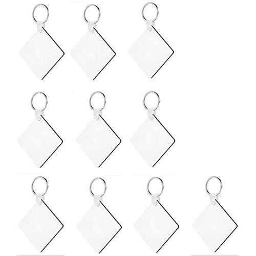 Fbaby 10pcs DIY Sublimation Double-Sided Heat Transfer Keychain Blanks Wooden Hard Board Key Rings White Blank MDF Key Chain for Heat Press (Square)