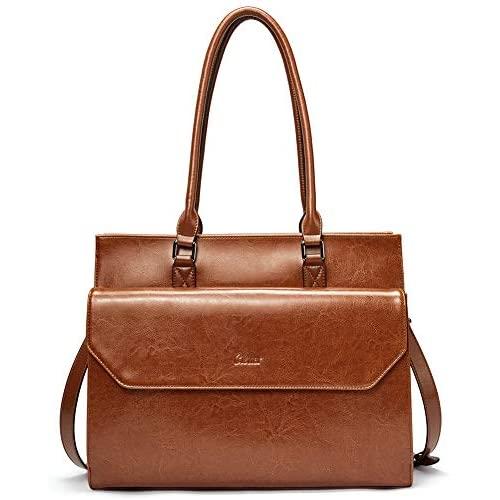 Briefcase for Women Oil Wax Leather Vintage 15.6 Inch Laptop Business Shoulder Bag Brown Briefcase for Women Oil Wax Leather Vintage 15.6 Inch Laptop Business Shoulder Bag Brown