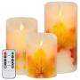 Flameless Candles Light, VEEKI Battery Candles Warm White Flameless Pillar Candles Moving Wick Flameless Candles Flickering Led Candles with Remote Control Timer Decorative Candles (Maple Leaf)