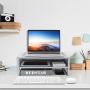 Simple Trending 2-Tier Monitor Stand Riser, Metal Desk Organizer Stand with Anti-Slip Suction Cup for Laptop, Computer, iMac, Pc, Printer,Silver