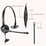 Beebang Office Telephone Headset RJ9 Jack with Pro Noise Canceling Microphone and Mute Switch Controls for Plantronics Jabra Polycom Mitel Nortel Shoretel Aastra Avaya Alcatel Landline Phones