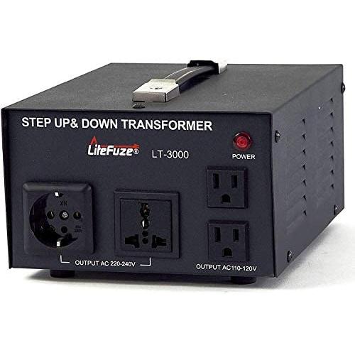 3000 Watt Voltage Converter Transformer by LiteFuze - Step Up/Down - 110V/220V - Circuit Breaker Protection -Heavy Duty/ - Convertingbox Technology - LT Series [5-Years Warranty]