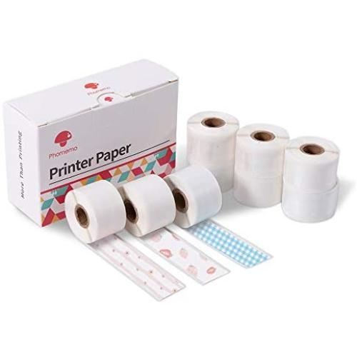 Phomemo M02 Pro/M02S Thermal Paper, 15mm Sticker Paper, Black on Little Daisies, Blue&white Plaid and the Milk Strawberry Beautiful Patterns , 15mm x 3.5m, 3 Rolls of Each Pattern, Total 9 Rolls