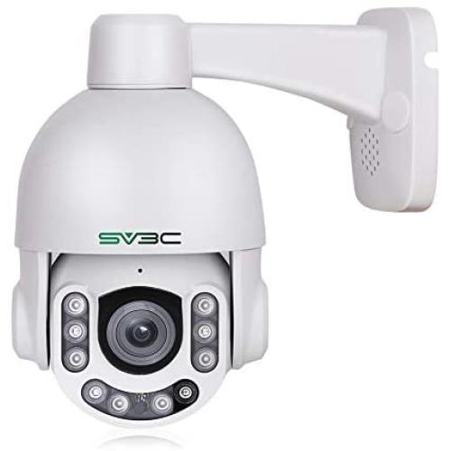 PTZ Camera Outdoor POE 5MP with Built-in Microphone for Two Way Audio, SV3C 10 LEDs Super HD Pan Tilt 5X Zoom Security Surveillance Dome IP Camera(Wired), Support SD Card Recording up to 128gb