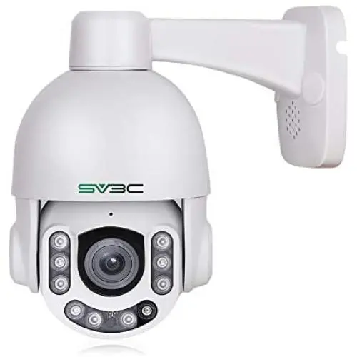 PTZ Camera Outdoor POE 5MP with Built-in Microphone for Two Way Audio, SV3C 10 LEDs Super HD Pan Tilt 5X Zoom Security Surveillance Dome IP Camera(Wired), Support SD Card Recording up to 128gb