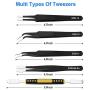 10 PCS Precision Tweezers Set, Premium Craft Tweezers Kit, Stainless Steel Electronic ESD Tweezers, Anti-static Industrial Soldering Tweezers, with Tweezer Storage Bag