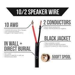 Next 10/2 Speaker Wire - 10 AWG/Gauge 2 Conductor - UL Listed in Wall (CL2/CL3) and Outdoor/In Ground (Direct Burial) Rated - Oxygen-Free Copper (OFC) - 500 Foot Spool - Black