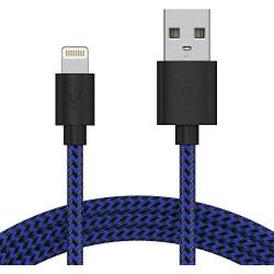 TalkWorks iPhone Charger Lightning Cable 6 ft Long Braided Heavy Duty Cord MFI Certified for Apple iPhone 12, 12 Pro/Max, 12 Mini, 11, 11 Pro/Max, XR, XS/Max, X, 8, 7, 6, 5, SE, iPad - Black/Blue