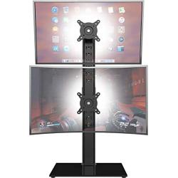 Dual Monitor Stand - Vertical Stack Screen Free-Standing Monitor Riser Fits Two 13 to 30 Inch Screen with Swivel, Tilt, Height Adjustable, Holds One (1) Screen up to 44Lbs HT05B-002