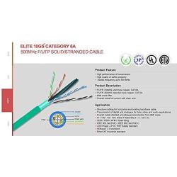 CAT6A Shielded Riser (CMR), 1000ft, F/UTP 23AWG, Solid Bare Copper, 650MHz, 10Gb, UL Certified, UL-LP Certification, Bulk Ethernet Cable Reel in Green