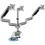 Mount-It! Triple Monitor Mount | Desk Stand with USB and Audio Ports | 3 Counter-Balanced Gas Spring Height Adjustable Arms for Three 24 27 30 32 Inch VESA Screens | C-Clamp and Grommet Bases Included