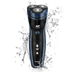 donlix Electric Shaver for Men Razor Mens Shavers 8500 RPM Head Cordless Rechargeable Waterproof 2 in 1 Beard Trimmer Wet and Dry Blue