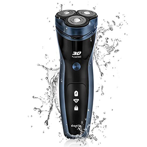 donlix Electric Shaver for Men Razor Mens Shavers 8500 RPM Head Cordless Rechargeable Waterproof 2 in 1 Beard Trimmer Wet and Dry Blue