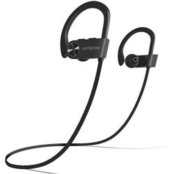 LETSCOM Bluetooth Headphones V5.0 IPX7 Waterproof, Wireless Sport Earphones, HiFi Bass Stereo Sweatproof Earbuds W/Mic, Noise Cancelling Headset for Workout, Running, Gym, 8 Hours Play time